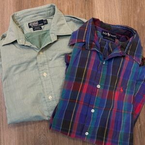 Ralph Lauren Men’s Bundle- 2 Large Shirts Blue and Green Men's Shirts
